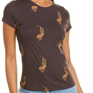 Monrow All Over 90's Tiger T-Shirt - XS - Women’s - Faded Black